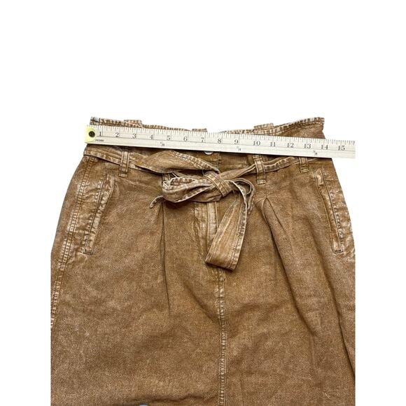 Pilcro for Anthropologie Skirt Women 8 Tan Brown Paper Bag Tie Waist Linen Blend - Picture 6 of 10